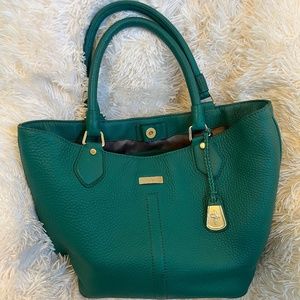 Kelly green leather Cole Haan Hobo with gold detailing